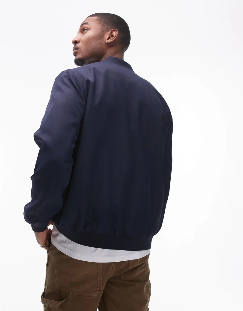 Topman lightweight bomber jacket in navy