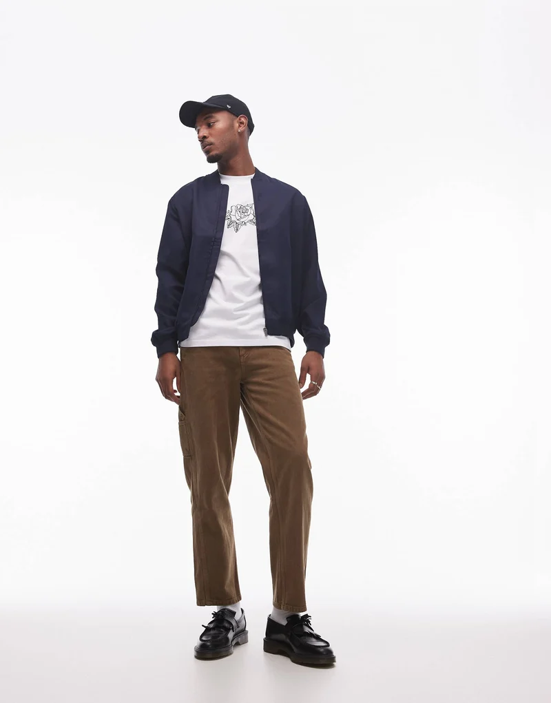 Topman lightweight bomber jacket in navy