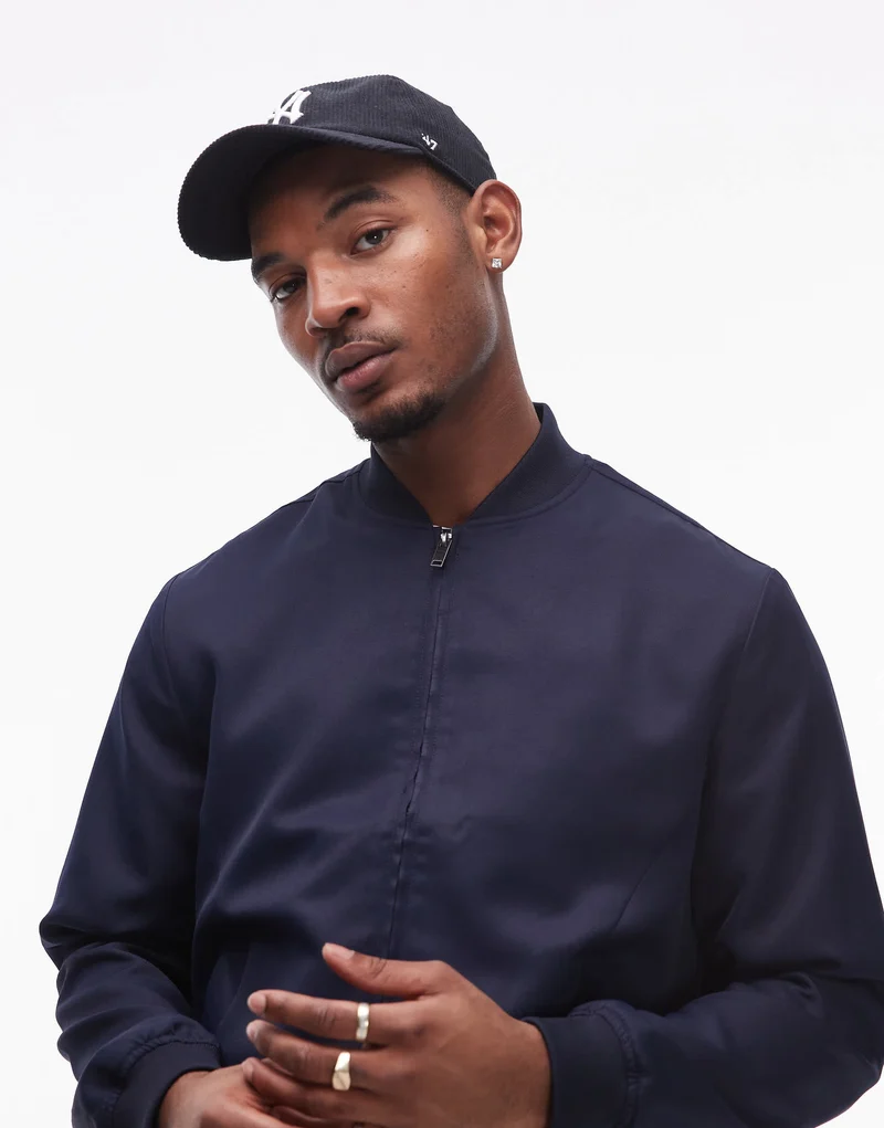 Topman lightweight bomber jacket in navy