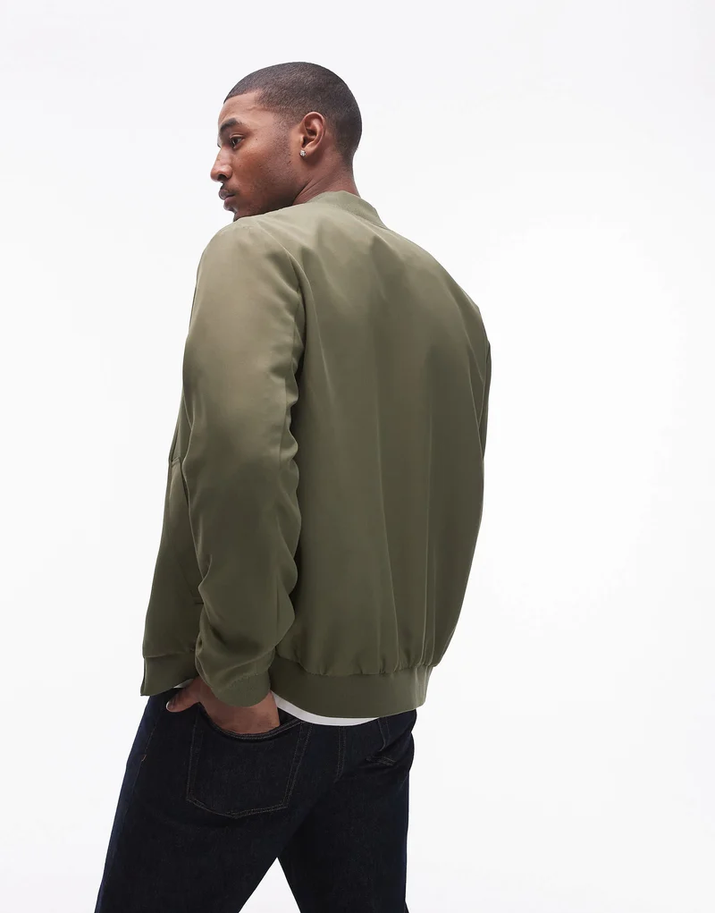 Topman lightweight bomber jacket in khaki