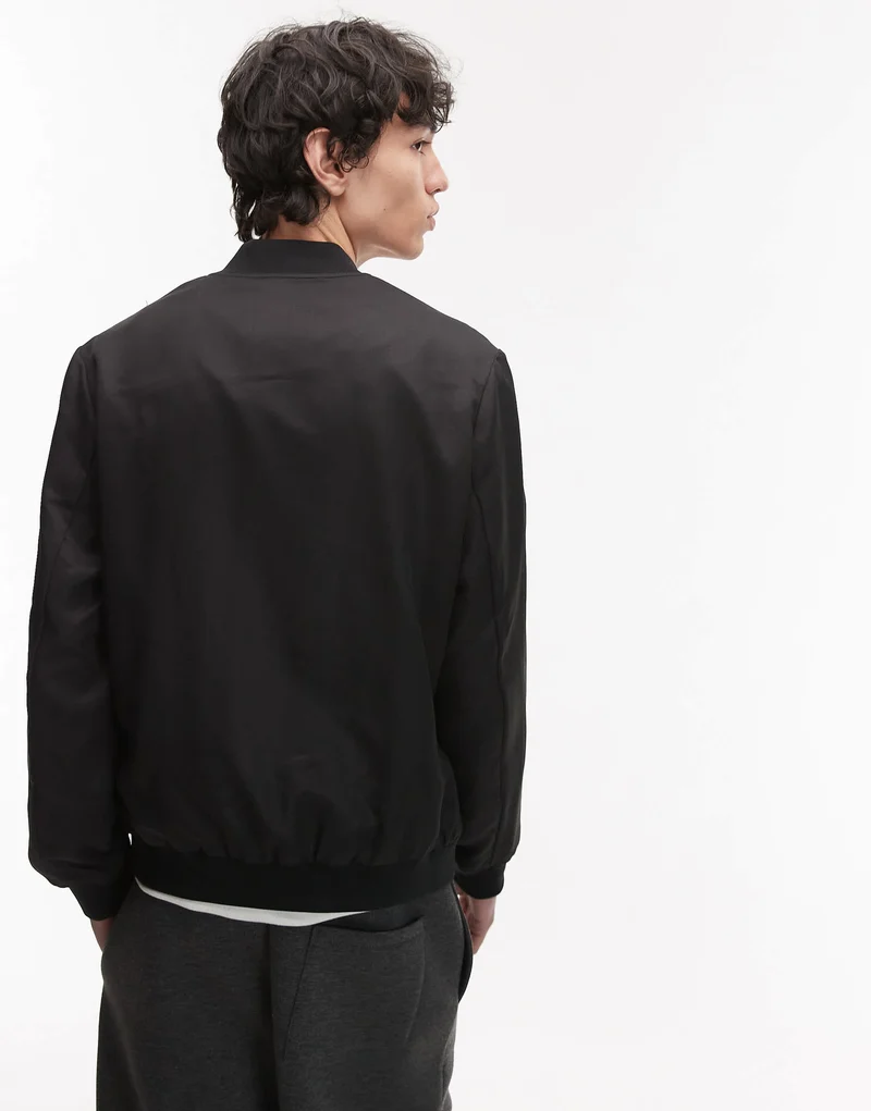 Topman lightweight bomber jacket in black