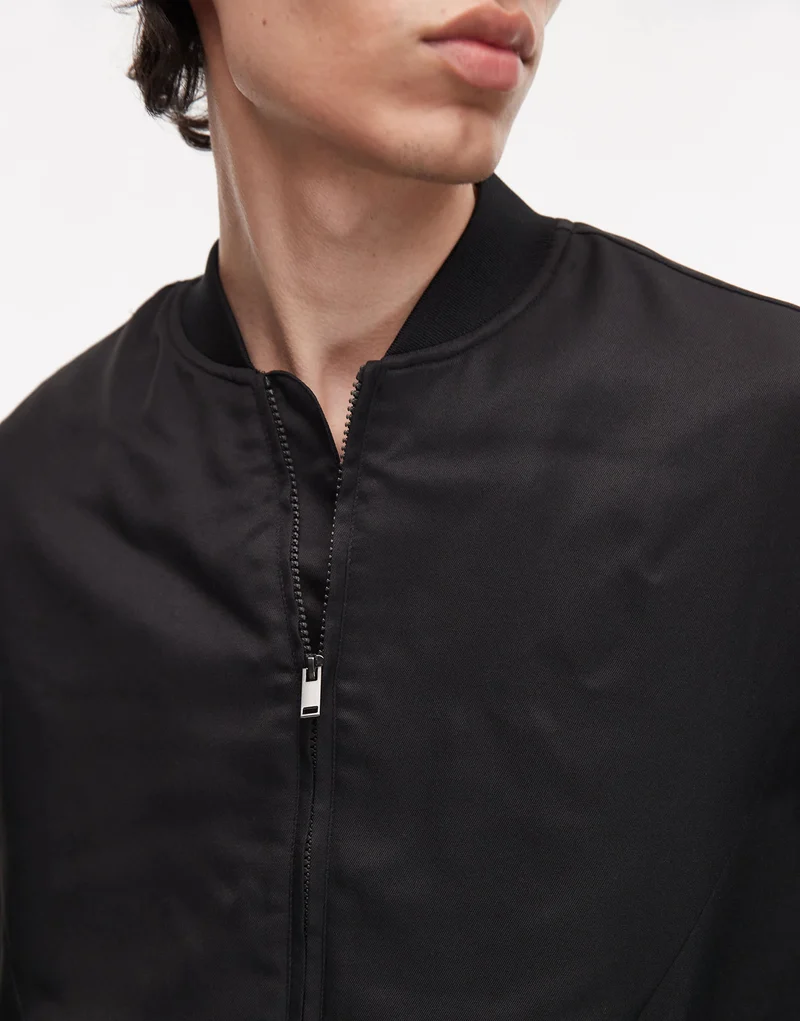 Topman lightweight bomber jacket in black