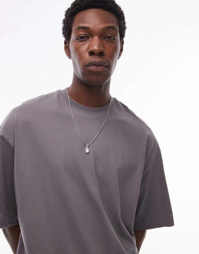 Topman extreme oversized fit t-shirt in mid grey