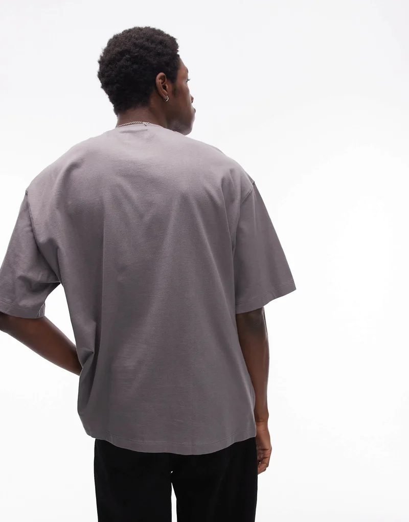 Topman extreme oversized fit t-shirt in mid grey