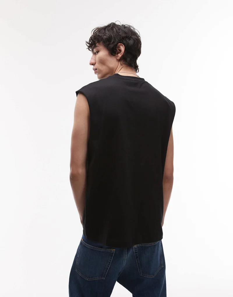 Topman oversized fit sleeveless t-shirt in black
