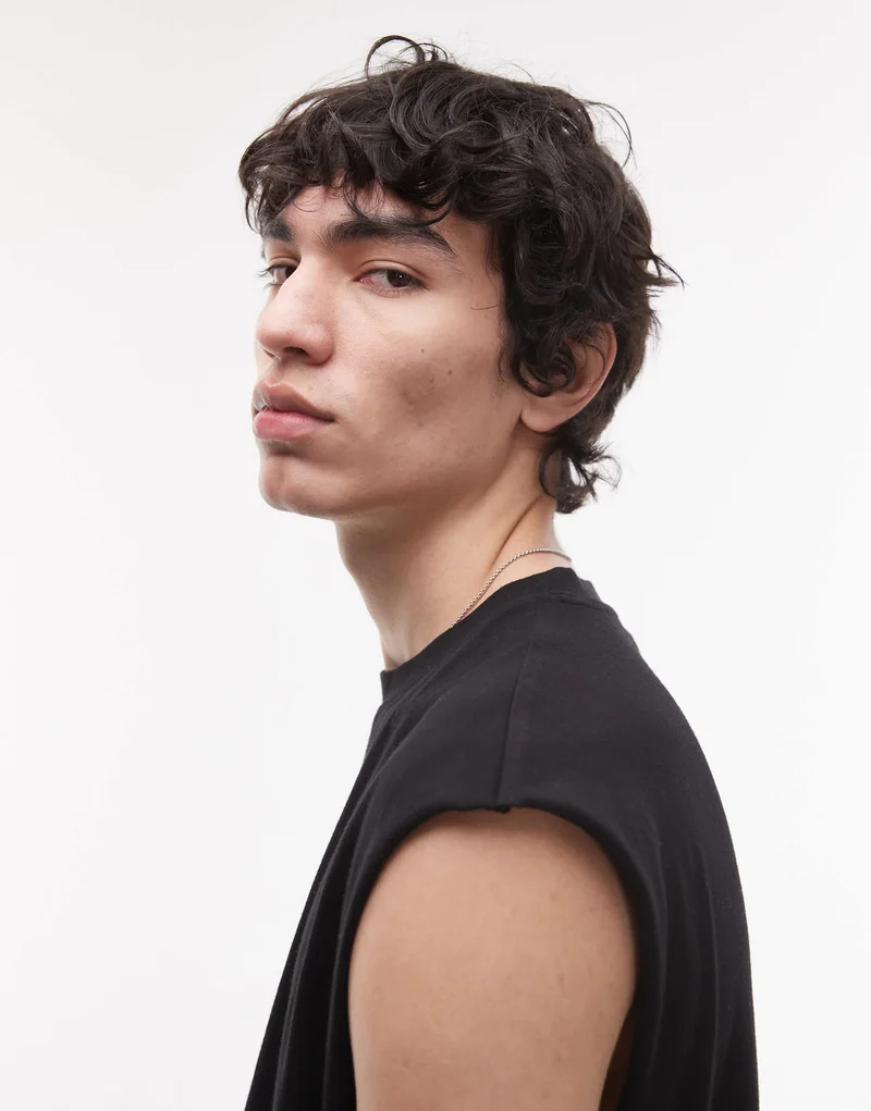 Topman oversized fit sleeveless t-shirt in black