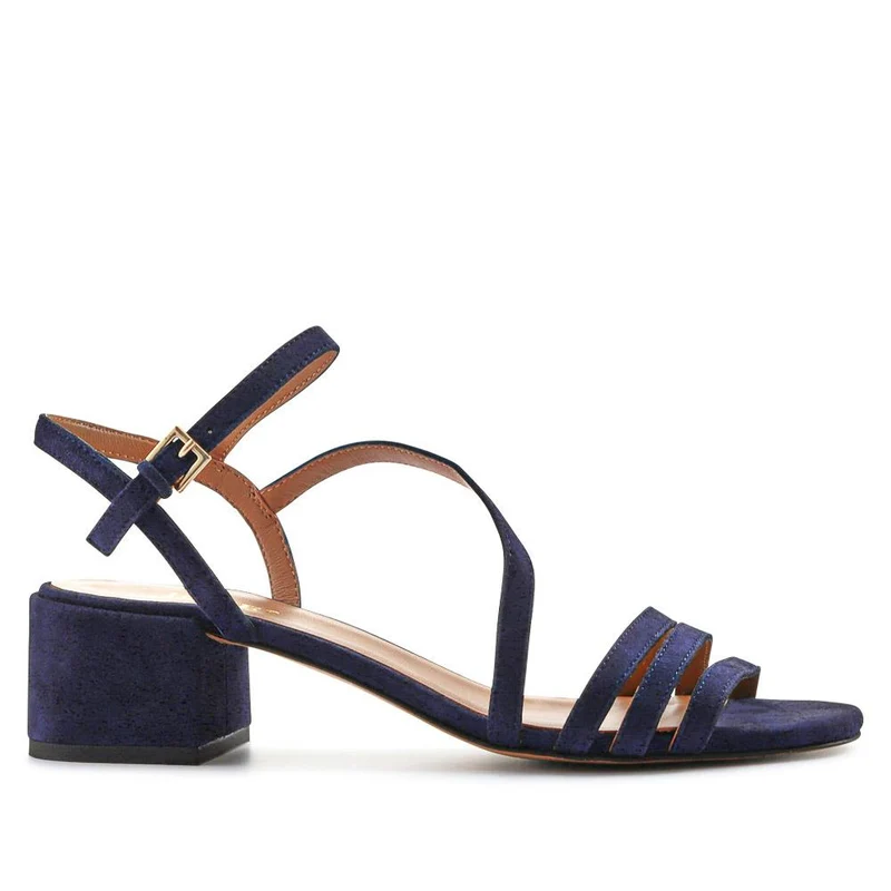Ginette2 Heeled Leather Sandals - GINETTE2 / 325 061 - Navy