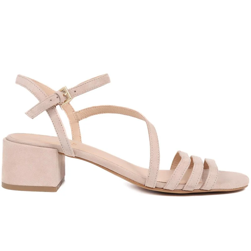 Ginette2 Heeled Leather Sandals - GINETTE2 / 325 061 - Beige