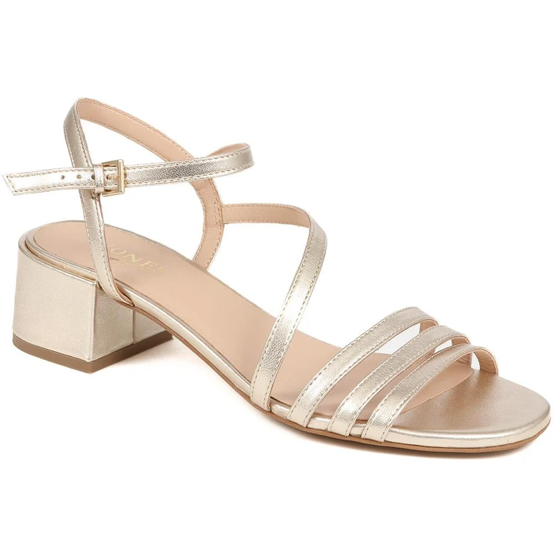 Ginette2 Heeled Leather Sandals - GINETTE2 / 325 061 - Gold