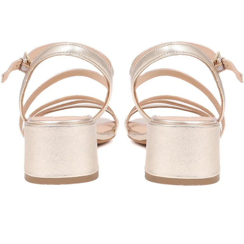 Ginette2 Heeled Leather Sandals - GINETTE2 / 325 061 - Gold