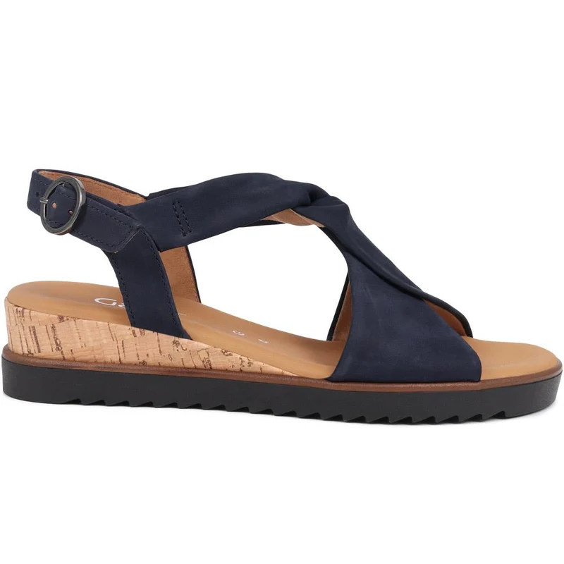 Gabor Rich Wide Fit Leather Twist-Front Sandals - GAB31514 / 317 898 - Navy