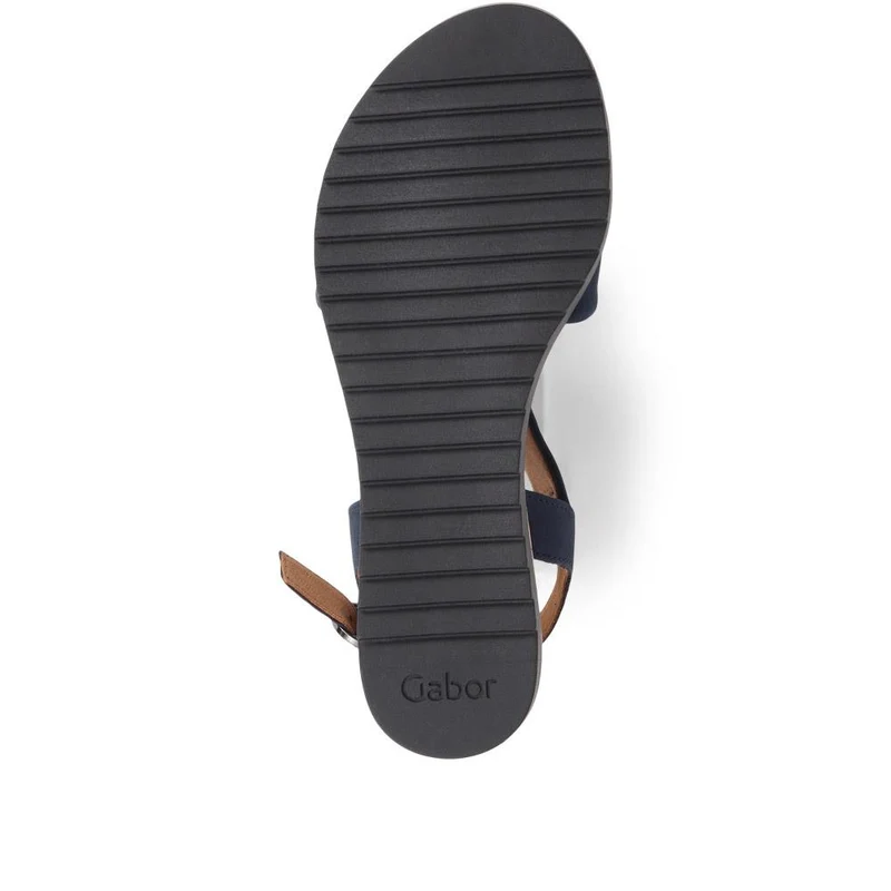 Gabor Rich Wide Fit Leather Twist-Front Sandals - GAB31514 / 317 898 - Navy