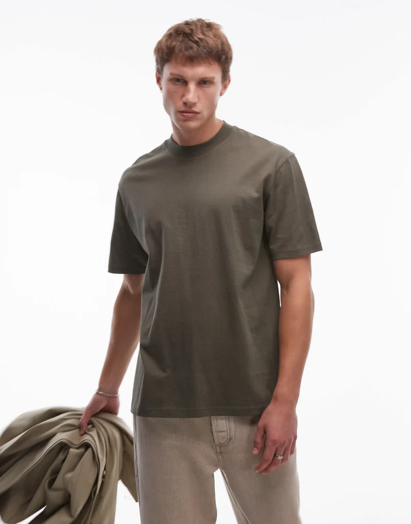 Topman oversized fit t-shirt in khaki