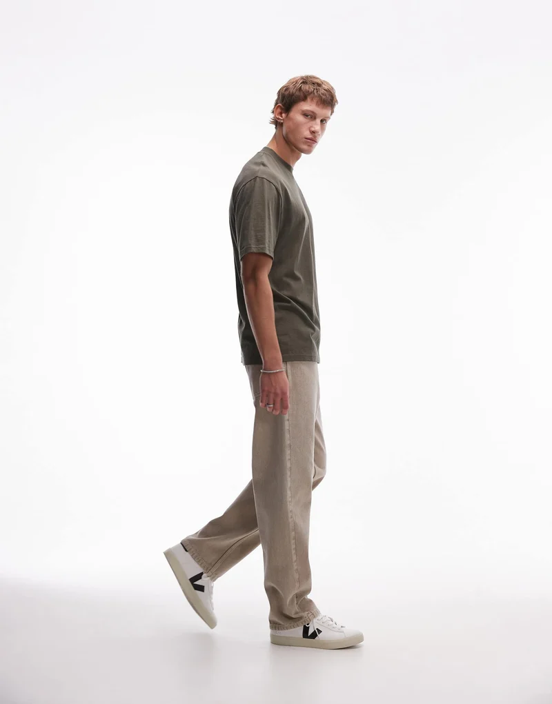 Topman oversized fit t-shirt in khaki