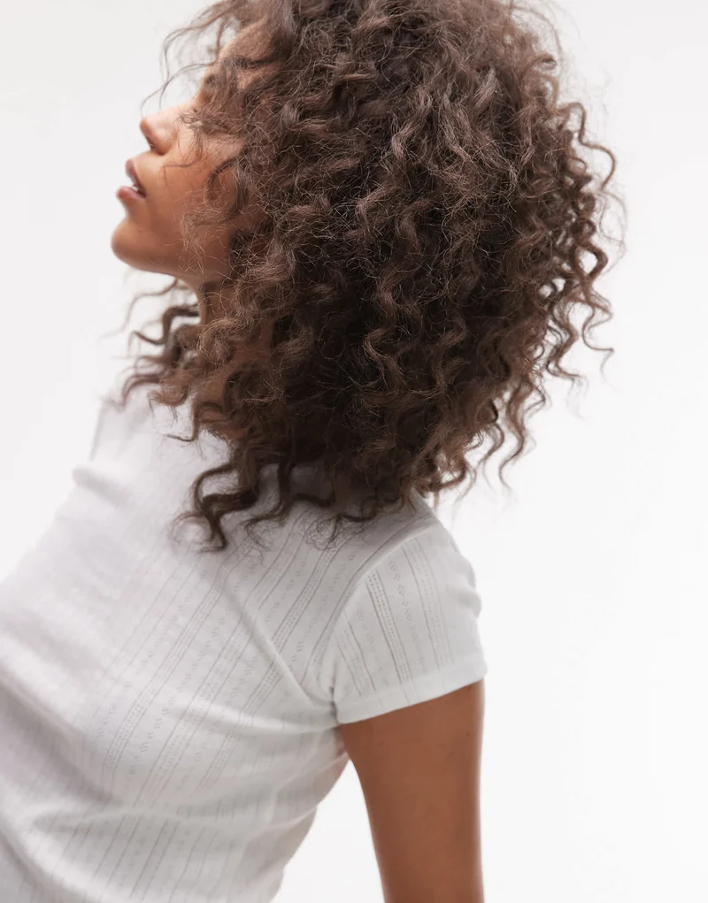 Topshop pointelle tee in white