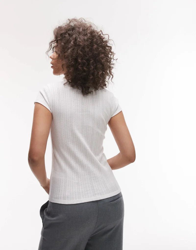 Topshop pointelle tee in white