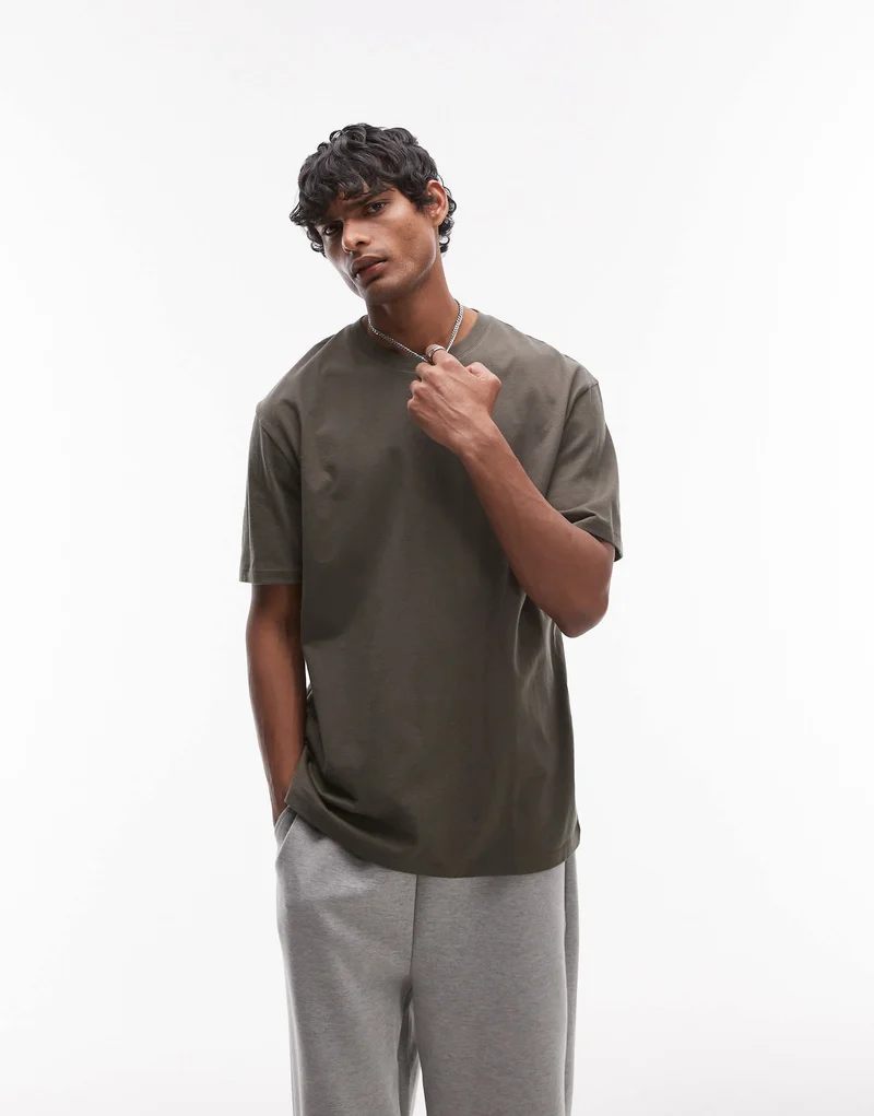 Topman oversized fit t-shirt in khaki