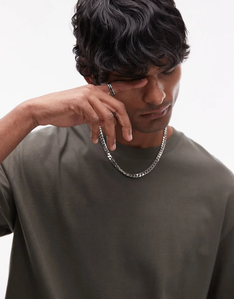 Topman oversized fit t-shirt in khaki