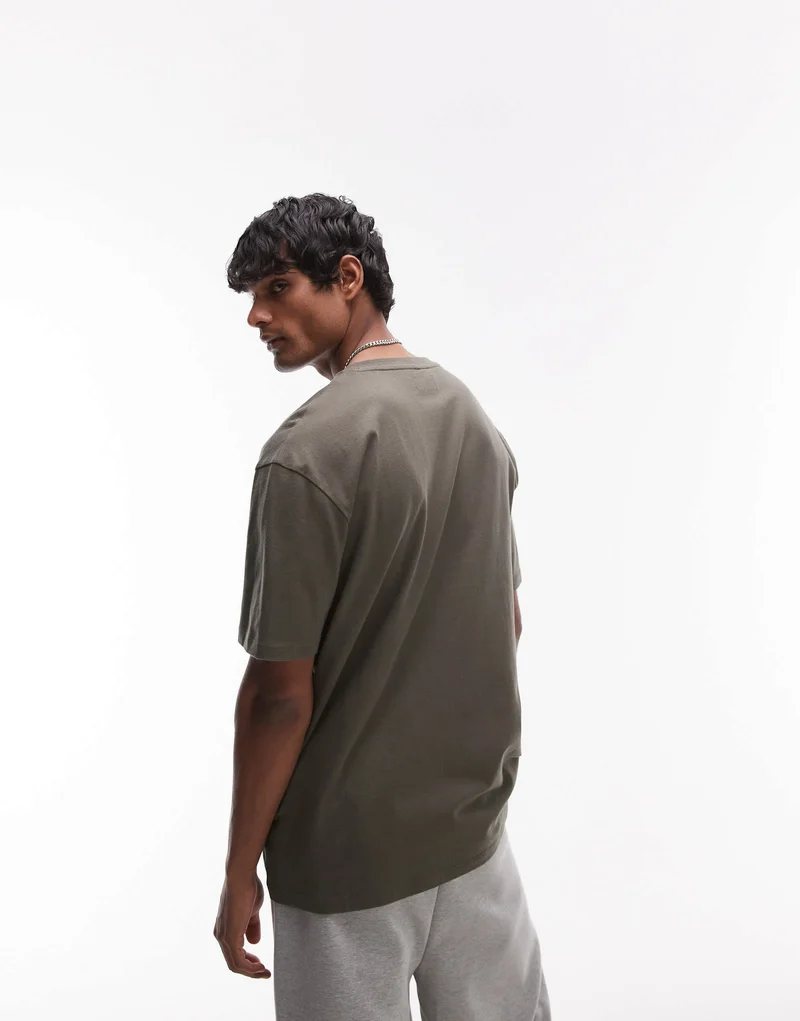 Topman oversized fit t-shirt in khaki