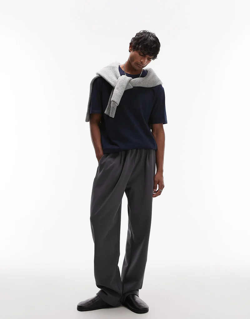 Topman oversized fit t-shirt in navy