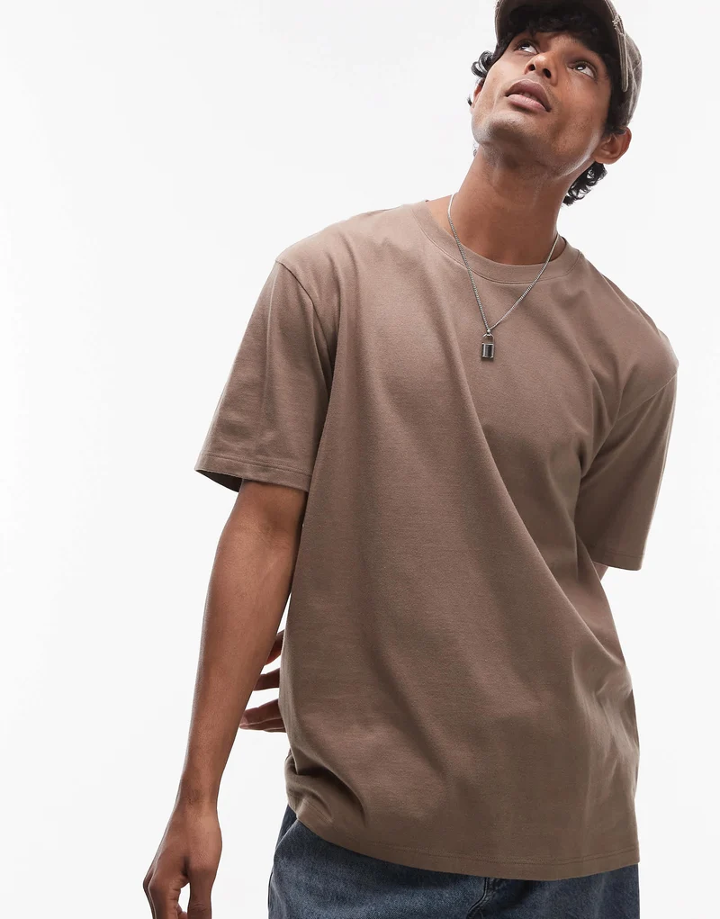 Topman oversized fit t-shirt in brown