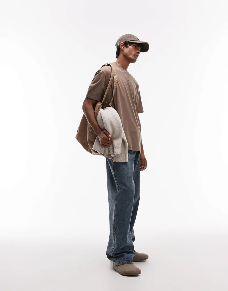 Topman oversized fit t-shirt in brown