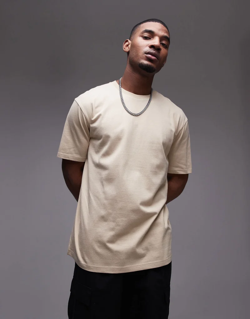 Topman oversized fit t-shirt in stone