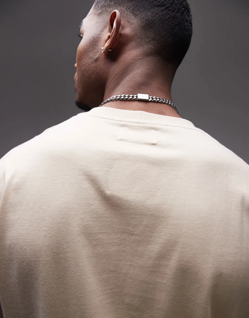 Topman oversized fit t-shirt in stone