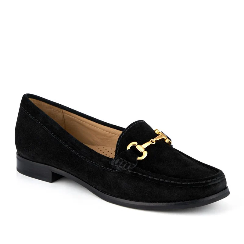 Lex Suede Leather Loafers - LEX / 328 249 - Black Suede