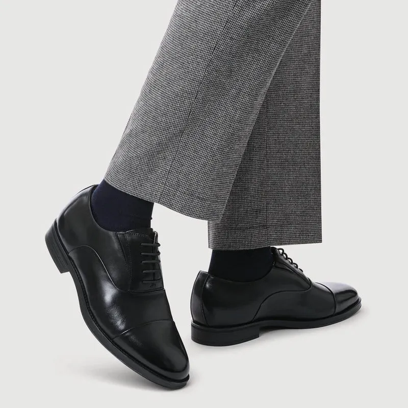 Maloney Wide Fit Smart Leather Oxfords - MALONEY / 327 067 - Black