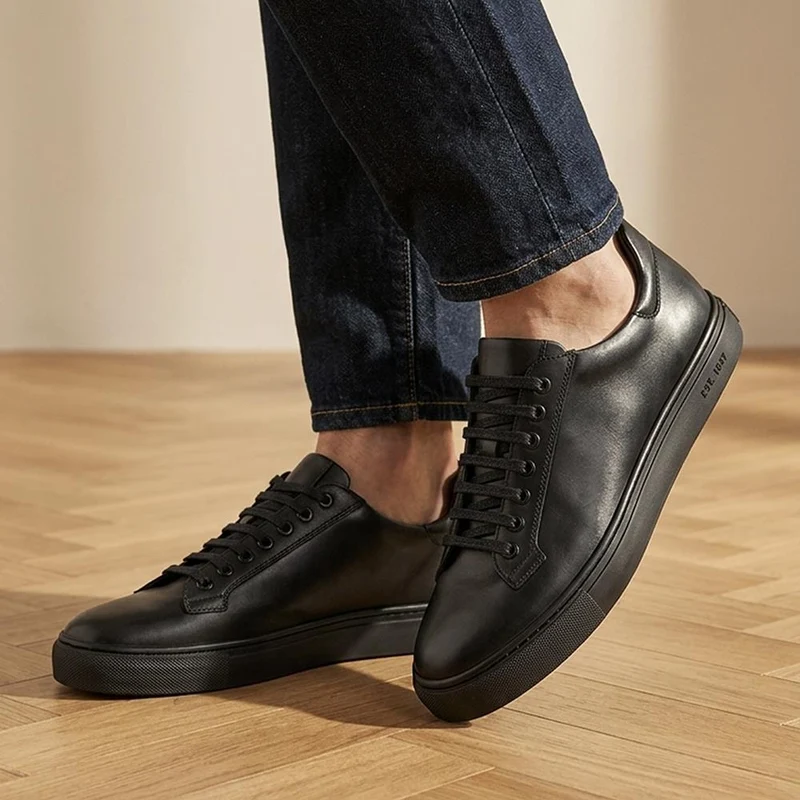 Simon Leather Men's Trainers - SIMON / 319 270 - Black-Black
