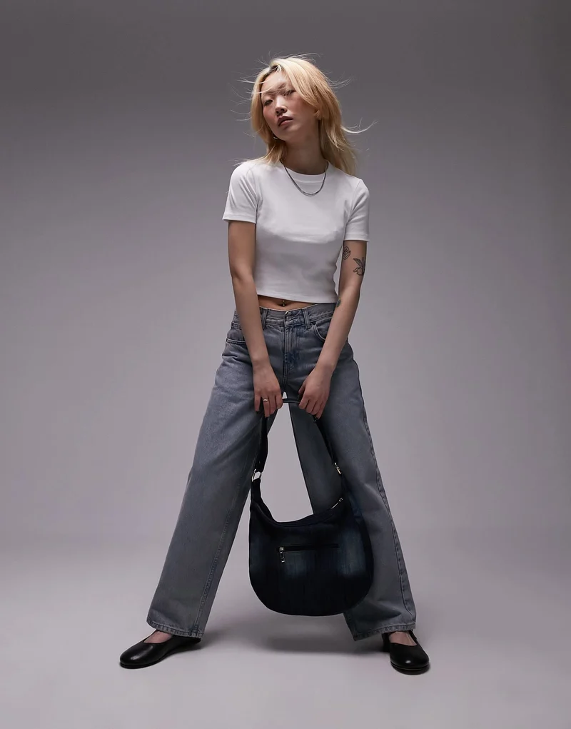Topshop Petite shrunken everyday tee in white