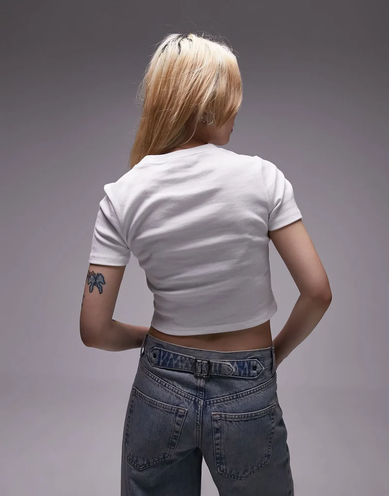 Topshop Petite shrunken everyday tee in white