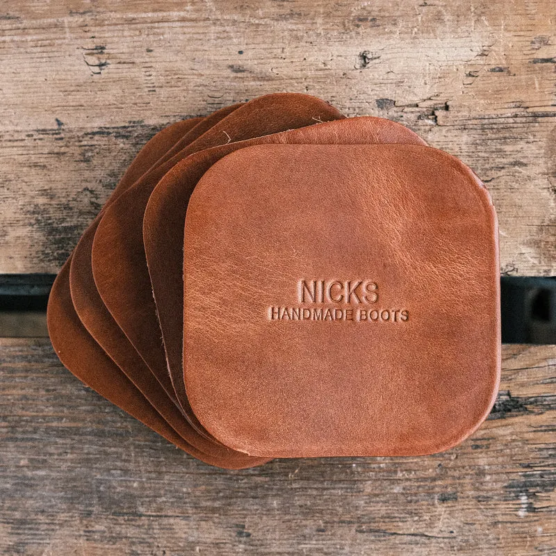 Wickett & Craig Heavy Duty Belt Leather Coasters (12–15oz, 5 Pack)