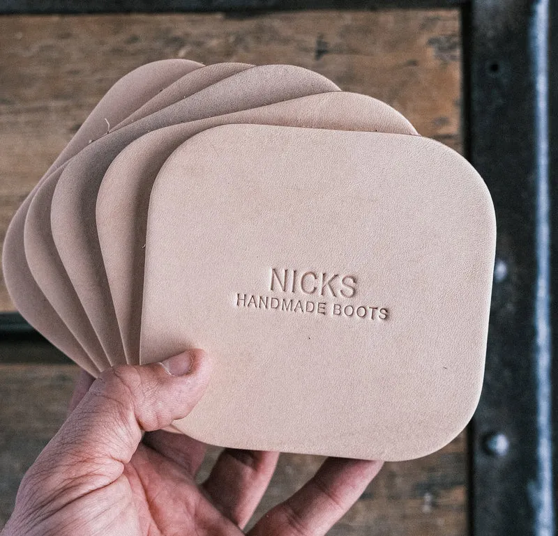 Wickett & Craig Heavy Duty Belt Leather Coasters (12–15oz, 5 Pack)