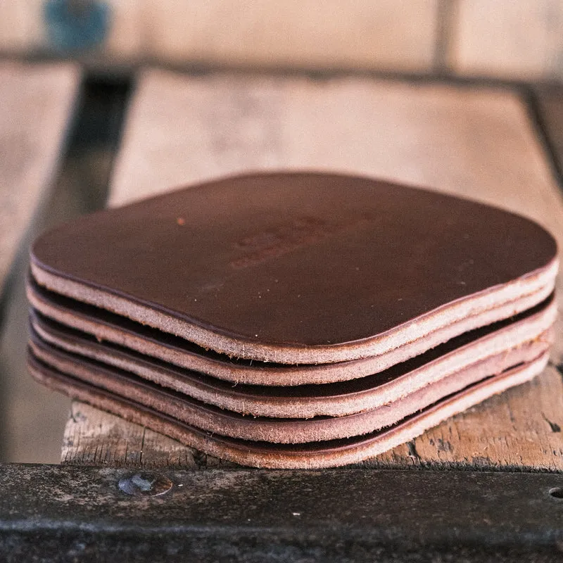 Wickett & Craig Heavy Duty Belt Leather Coasters (12–15oz, 5 Pack)