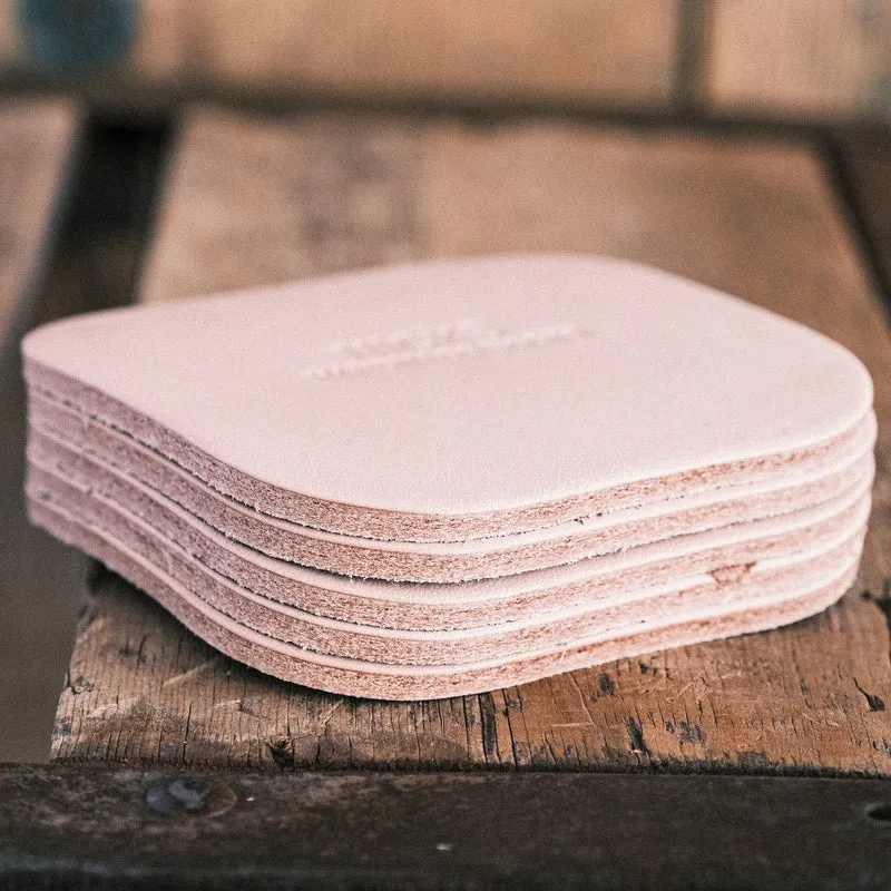 Wickett & Craig Heavy Duty Belt Leather Coasters (12–15oz, 5 Pack)