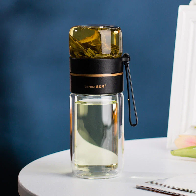 ThermoTea Glasflasche mit Edelstahl-Infuser