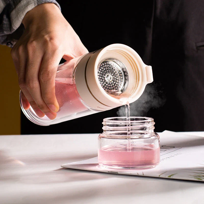 ThermoTea Glasflasche mit Edelstahl-Infuser