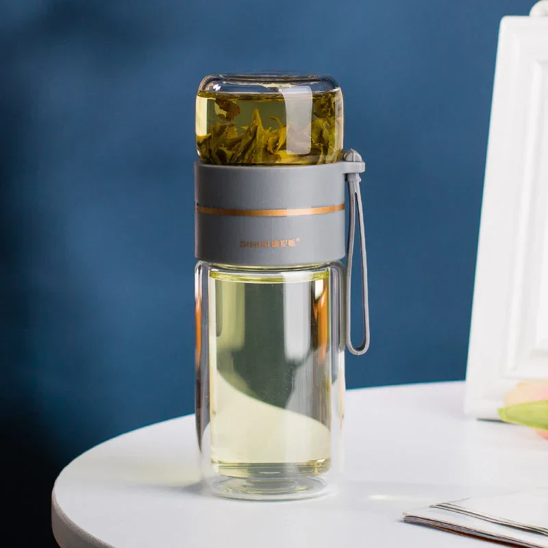 ThermoTea Glasflasche mit Edelstahl-Infuser
