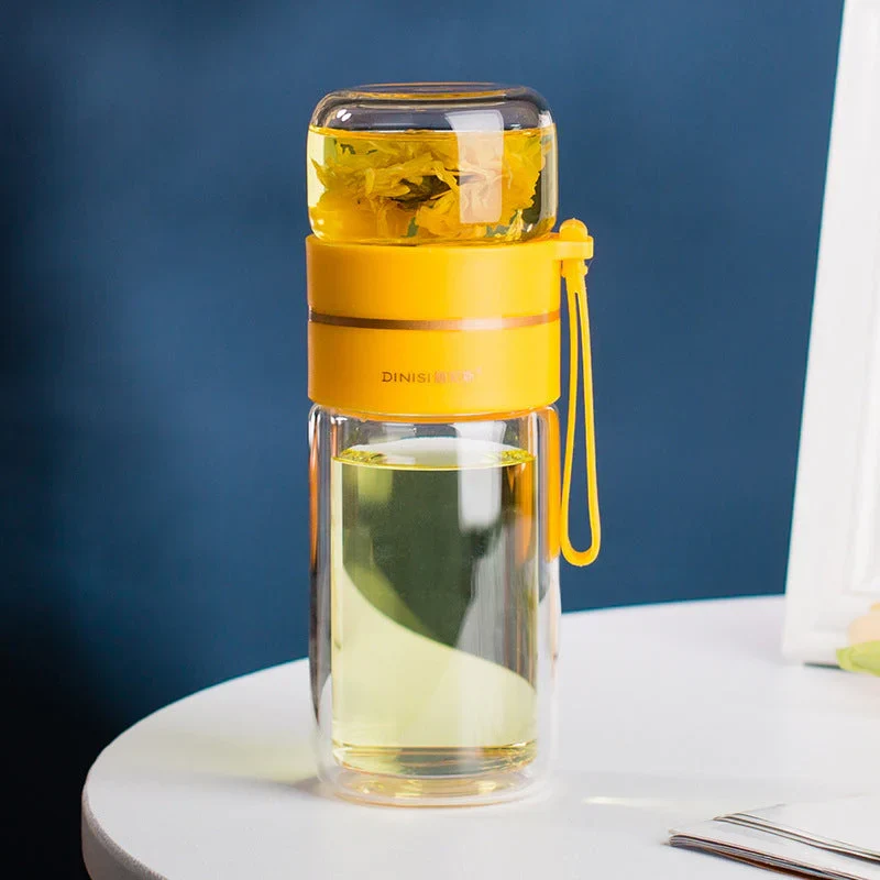 ThermoTea Glasflasche mit Edelstahl-Infuser