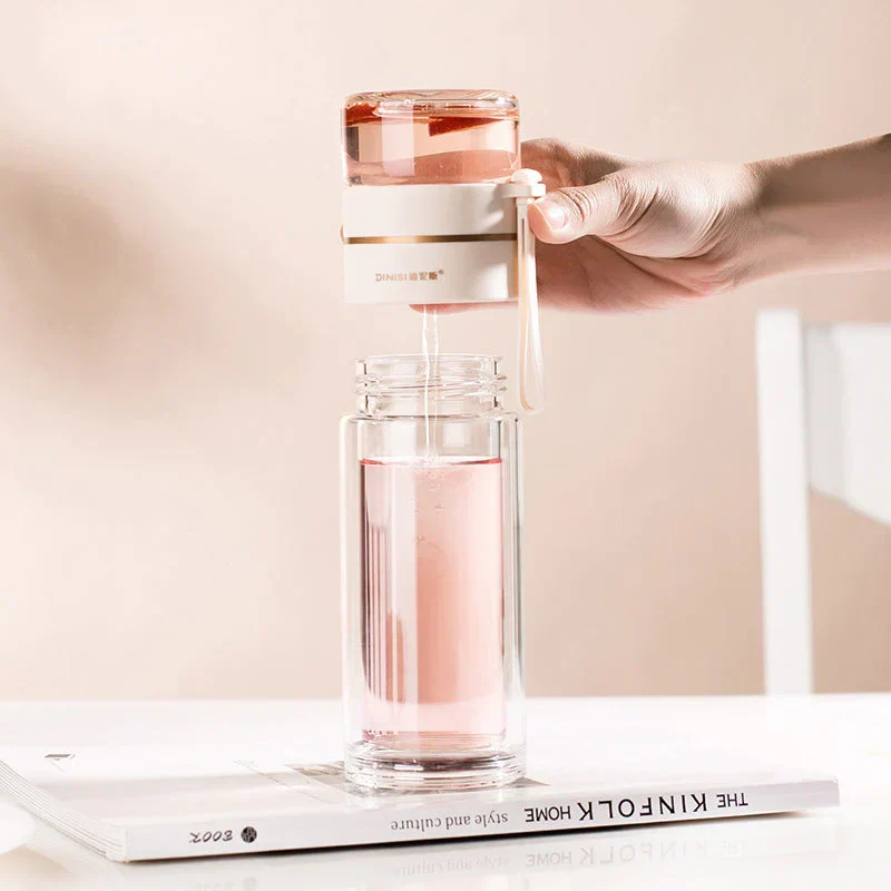 ThermoTea Glasflasche mit Edelstahl-Infuser