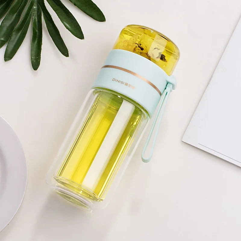 ThermoTea Glasflasche mit Edelstahl-Infuser
