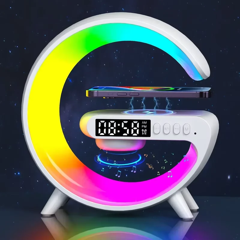 Multifunktionale kabellose Ladestation mit RGB-Licht und Bluetooth-Lautsprecher