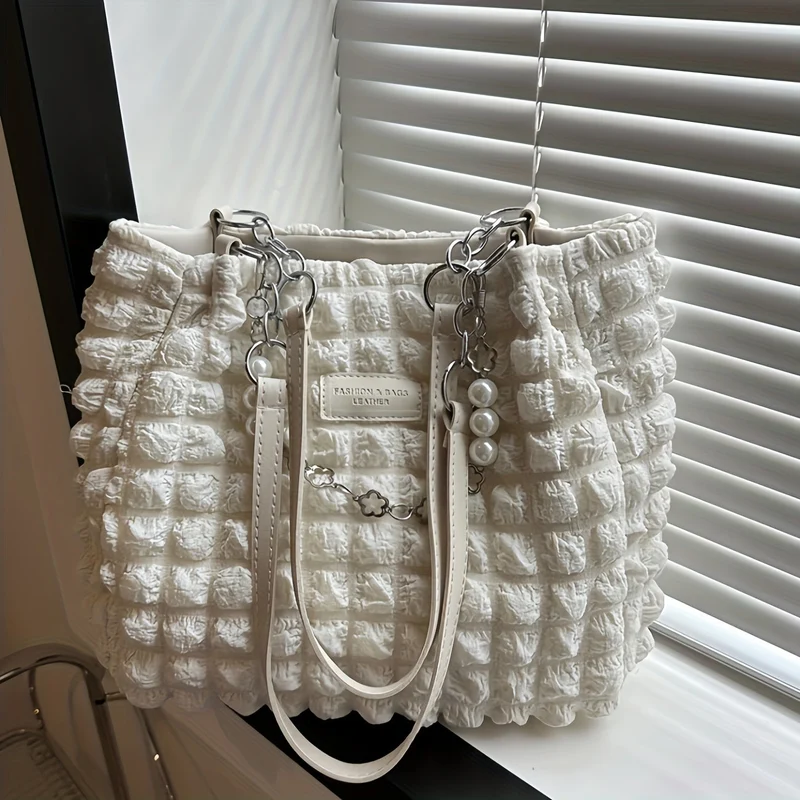 Bellevo Plaid Canvas Tote Bag – Karierte Schultertasche mit Reißverschluss