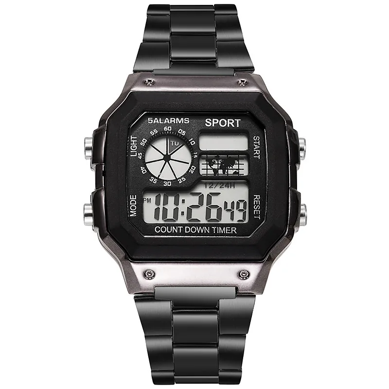 Varston Digitaluhr – Unisex-Modell mit Digitalanzeige und Edelstahlarmband
