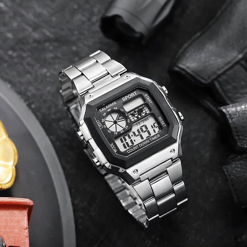 Varston Digitaluhr – Unisex-Modell mit Digitalanzeige und Edelstahlarmband
