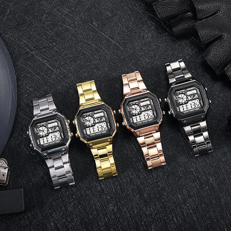 Varston Digitaluhr – Unisex-Modell mit Digitalanzeige und Edelstahlarmband
