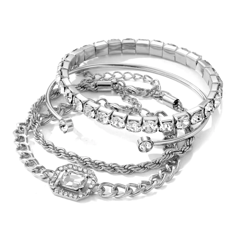 Lonara Armband-Set – Vierteiliges Set aus verstellbaren Metallarmbändern