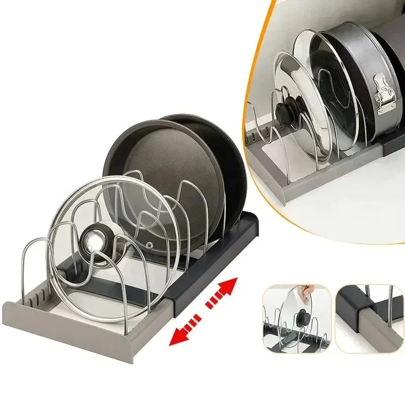 FlexStore Topf- und Pfannenhalter – Ausziehbar mit 6 Trennern und Deckelhalter